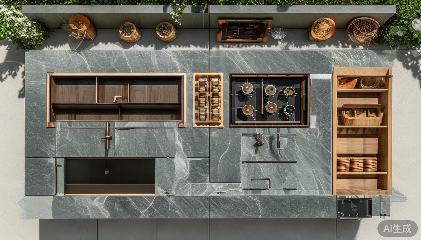 高端户外烧烤_至尊岩板户外厨房与烧烤台应用展现耐候性与耐高温性能_户外烧烤炉具