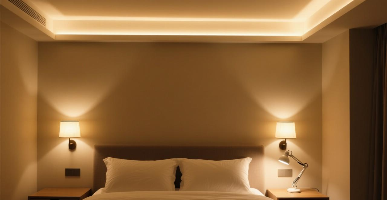 卧室想告别刺眼灯光？用丝绒釉墙面配合柔光布局，打造零眩光放松空间