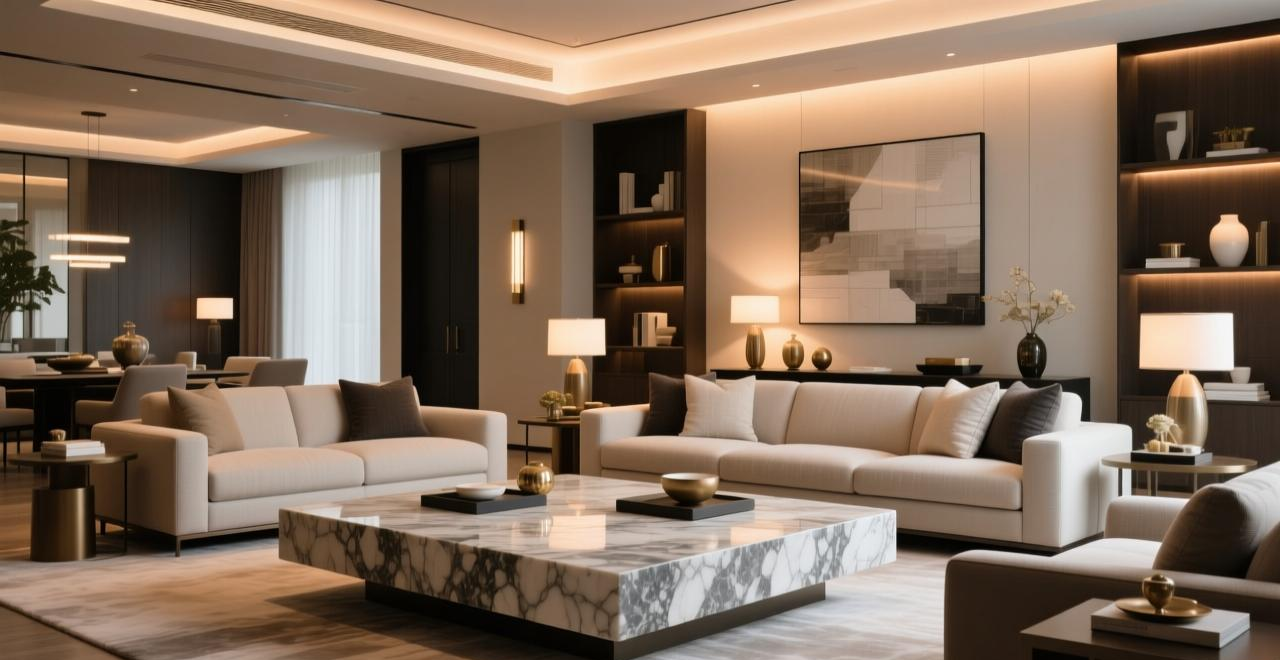 奢石餐桌优缺点_奢华大客厅_奢石系列每片图案独一无二成为大户型客厅地面的视觉焦点